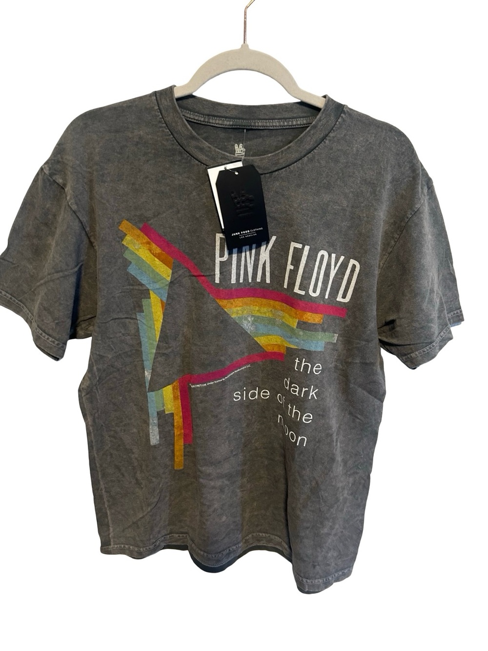 Junk Food Clothing Gray Graphic Tee with Multicolor Accent